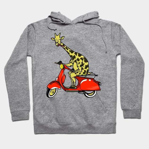 Giraffe Riding A Motor Scooter Hoodie by mailboxdisco